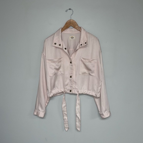 Marine Layer Jacket Women's Size Small Rosewater Pink Oslo Crop Tie Waist Boxy - Picture 2 of 13